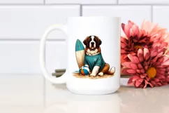 Watercolor Saint Bernard in Sand | Clipart Product Image 2
