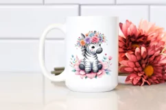 Cartoon-Style Zebra Sitting on Flower | Clipart Product Image 2