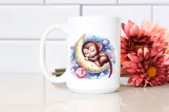 Colorful Baby Monkey on Moon | Sublimation | Clipart Product Image 2