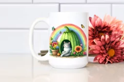 Colorful Hummingbird with Cat House Clipart Product Image 2