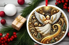 Round Christmas Ornament Sublimation|Clipart Product Image 1