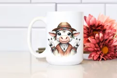 Funny Cute Cow Victory Sign Clipart Product Image 2