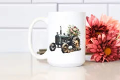 Vintage Dirty Tractor with Flowers Clipart Product Image 2