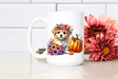 Vibrant Baby Dog with Flowers | Clipart Product Image 2
