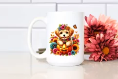 Vibrant Baby Dog with Flowers | Clipart Product Image 2