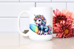 Colorful Baby Unicorn in Surfer&#039;s Wetsuit PNG Product Image 2