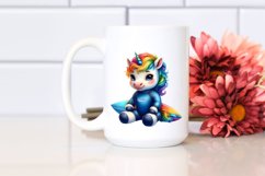 Colorful Baby Unicorn in Surfer&#039;s Wetsuit PNG Product Image 2