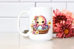 Colorful Baby Octopus Sitting in Egg Basket | Clipart Product Image 2