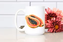 Vibrant Watercolor Papaya | Clipart Product Image 2