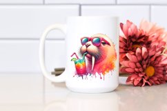 Colorful Walrus Drink Straw Watercolor Clipart Product Image 2