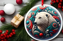 Round Christmas Ornament Sublimation|Clipart Product Image 1
