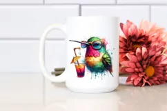 Colorful Hummingbird Drink Straw Watercolor Clipart Product Image 2