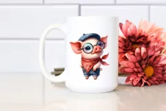 Funny Pig Standing with Bandana and Fancy es Clipart Product Image 2