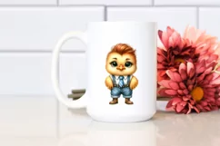 Watercolor Baby Chicken Tie Boots Clipart Product Image 2