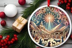 Round Christmas Ornament Sublimation|Clipart Product Image 2