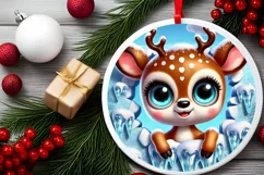 Round Christmas Ornament Sublimation|Clipart Product Image 1