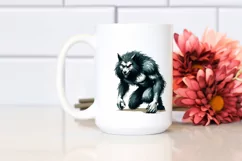 Watercolor Werewolf Halloween Clipart PNG Product Image 2