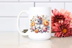 Cute Baby Unicorn Ranunculus Sublimation Clipart Product Image 2