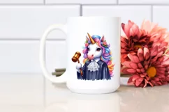 Colorful Unicorn in Judge's Robe, PNG Product Image 2