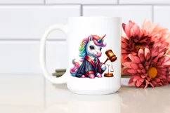 Colorful Unicorn in Judge's Robe, PNG Product Image 2