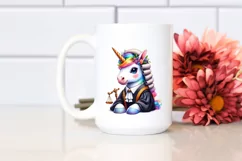 Colorful Unicorn in Judge's Robe, PNG Product Image 2