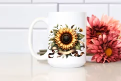 Sunflower Ribbons Watercolor Clipart Product Image 2