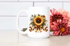 Sunflower Ribbons Watercolor Clipart Product Image 2