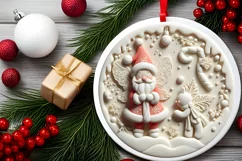 Round Christmas Ornament Sublimation|Clipart Product Image 1