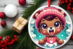 Round Christmas Ornament Sublimation|Clipart Product Image 1