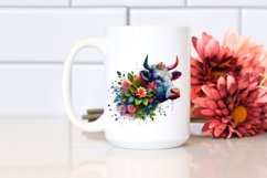 Abstract Vibrant Watercolor Cow with Plant Leaves and 3D Product Image 2