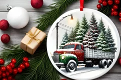 Round Christmas Ornament Sublimation|Clipart Product Image 1