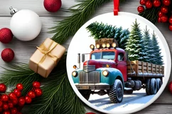 Round Christmas Ornament Sublimation|Clipart Product Image 1