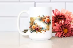 Colorfull Floral Frame,Gold Foil | Sublimation | Clipart Product Image 2