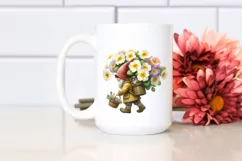Detailed Watercolor of a Small Gnome Caring a Large Primrose Product Image 2