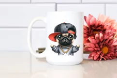 Funny Pug Clipart,Hip Hop Singer | Sublimation | Clipart Product Image 2