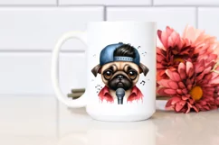 Funny Pug Clipart,Hip Hop Singer | Sublimation | Clipart Product Image 2