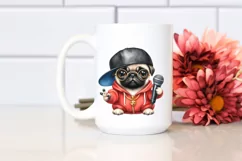 Funny Pug Clipart,Hip Hop Singer | Sublimation | Clipart Product Image 2