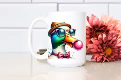 Colorful Duck Hat Chewing Gum Watercolor Clipart Product Image 2