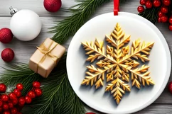 Snow Flake Christmas Round Cute Ornament Sublimation Product Image 1
