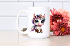 Watercolor Baby Unicorn Big Eyes|Clipart Product Image 2