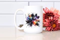 Colorful Black Watercolor Splash Stains | Sublimation Product Image 2