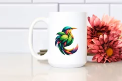 Abstract Vibrant Watercolor Bird with Plant Leaves, Product Image 2