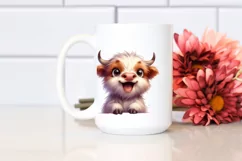 Funny Highland Cow with Big Eyes PNG Product Image 2