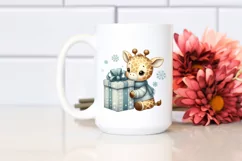 Cute Baby Giraffe behind Gift Box PNG Product Image 2