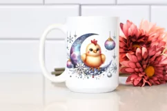 Funny Chicken with Glittery Moon, Transparent PNG Product Image 2