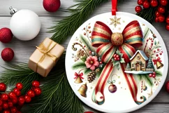 Round Christmas Ornament Sublimation|Clipart Product Image 1