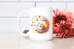 Colorful Watercolor Cat Tumbling with Autumn Leaves, Product Image 2