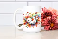 Colorful Watercolor Cat Tumbling with Autumn Leaves, Product Image 2