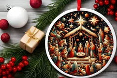 Round Christmas Ornament Sublimation|Clipart Product Image 1