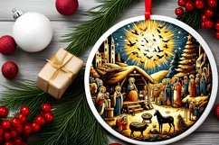 Round Christmas Ornament Sublimation|Clipart Product Image 1
